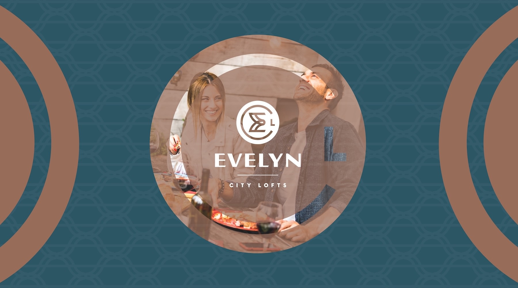 a graphic with a couple eating food